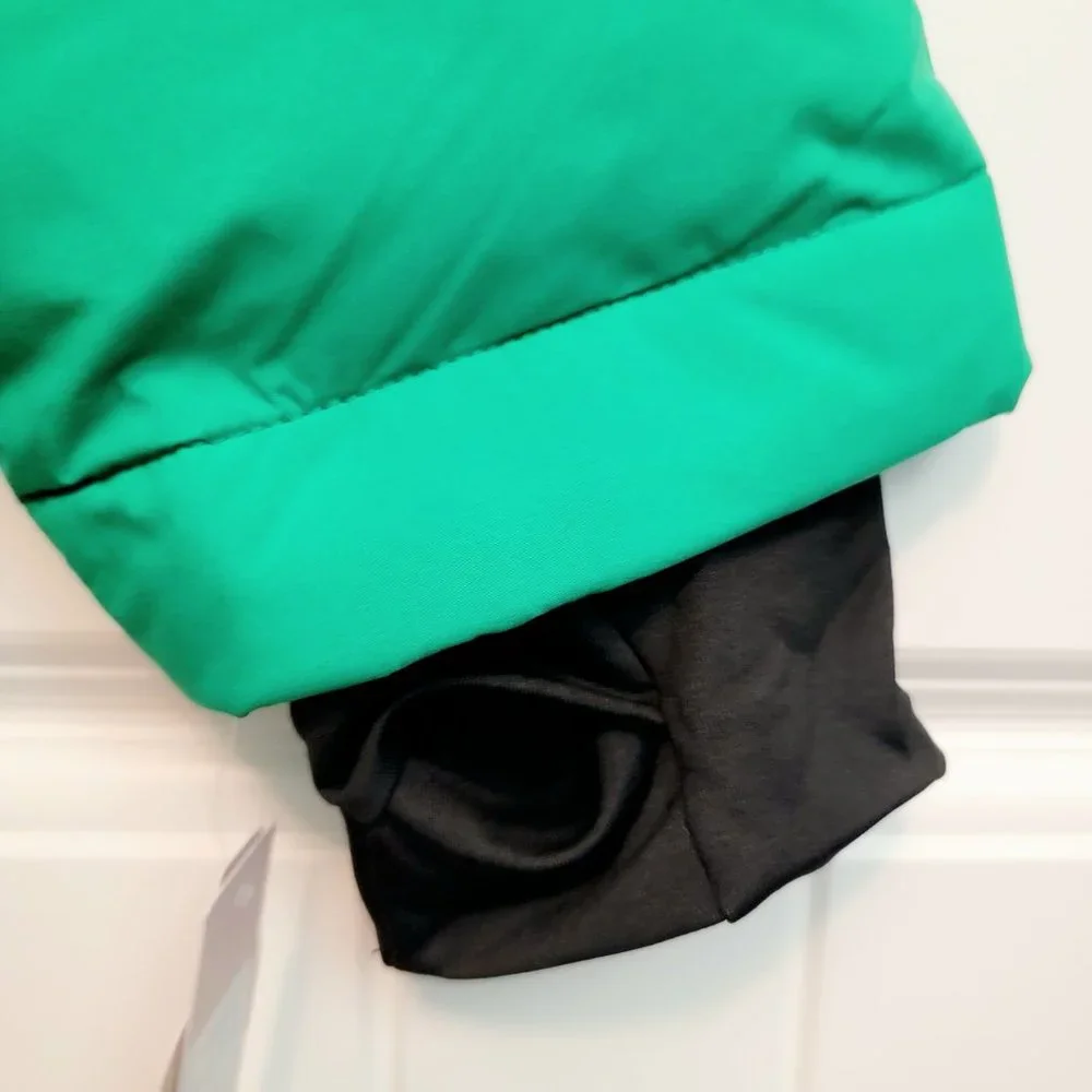 BCBGeneration Size XL Colorblock Hooded Puffer Jacket Kelly Green NWT $228